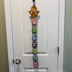 Easter WELCOME Hanging Door Decoration With Chick and Easter Eggs Spring Decor